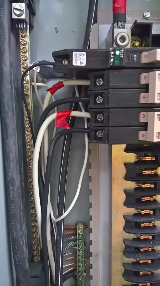 Closeup of 40 amp breaker and 1/4" wire