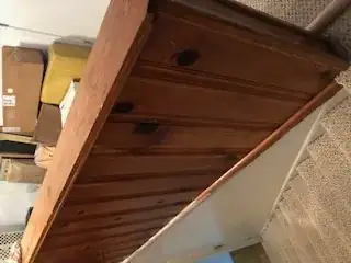 Here's what the paneling looks like at the top of the stairs.