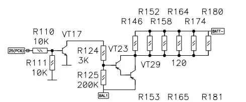 Balance Charging circuit showing a parallel resistor network