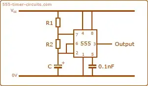standard ne555 astable circuit