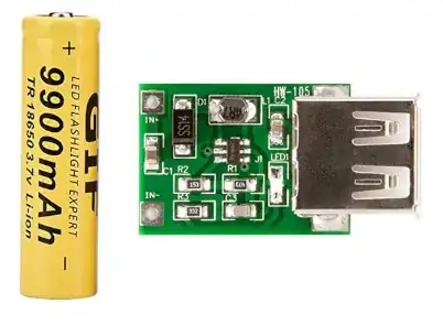 18650 3.7V Li-ion battery and 5V boost converter