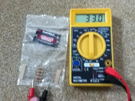 Multimeter showing 33.0 OHMS