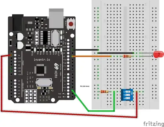 Arduino and breadboard with LED and dip switch