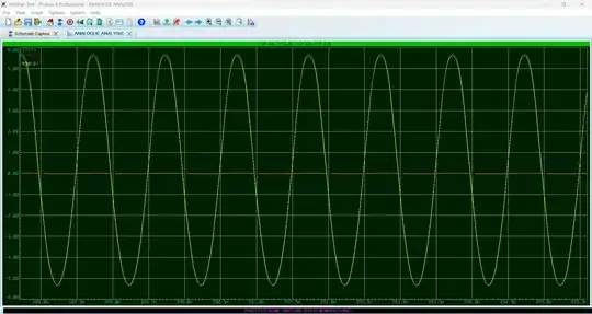This is the Oscilloscope View of the output signals. There are 3 BJT Pre-Amp Stage and Class AB with Driver Stage Power Stage. The red signal is output after 1st transistor, Blue after 2nd, Green after 3rd and Yellow at the Output.
