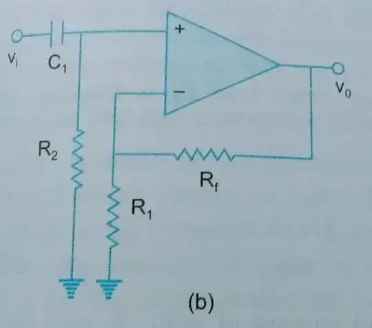 hand-drawn circuit diagram of amplifier with R and C on input