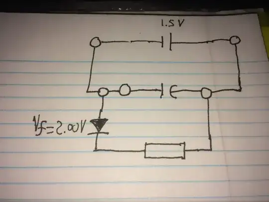 A circuit consisting of 1.5v battery, capacitor and diode, resistor