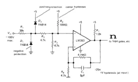 Zero-crossing level detector with input protection