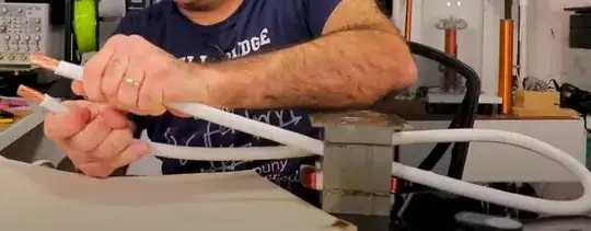 screen grab from the video, showing Medhi manuvering the cable