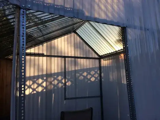 6x6 greenhouse build with slotted angles and corrugated plastic roofing panels