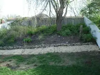 Back garden slope after grass seeding