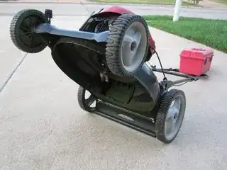 Lawnmower titled backwards