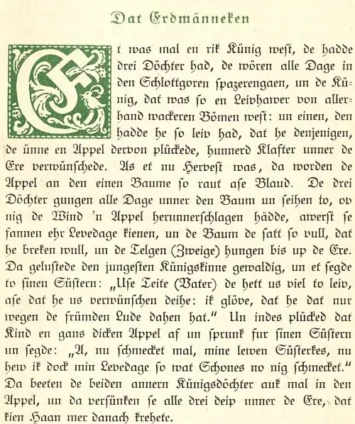 Dat Erdmänneken Ausschnitt (wie oben zitiert)