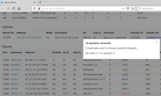 error on aprsc status page