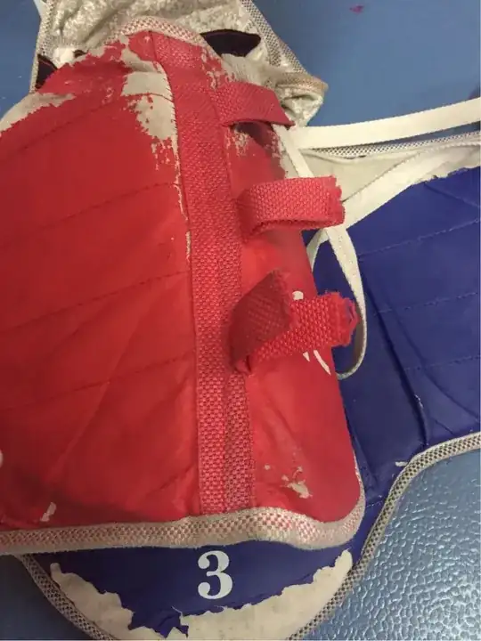 Body protector with broken strap holders