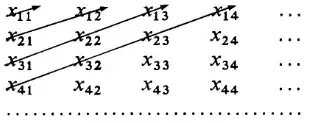 array with diagonals indicated