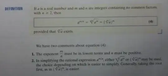 Definition of rational exponents