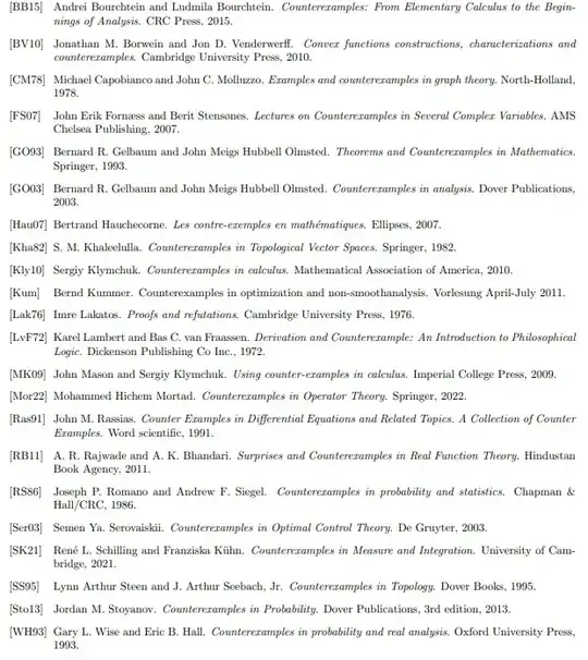 Examples of mathematical books on counterexamples, May, 27th 2023. See pdf link for updates.