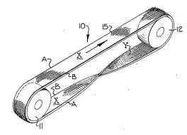 Woven endless belt of a spliceless and Mobius strip construction