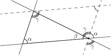 Interior angles of a Euclidean triangle equal a straight angle