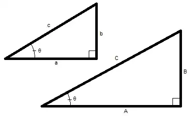 Two similar right triangles