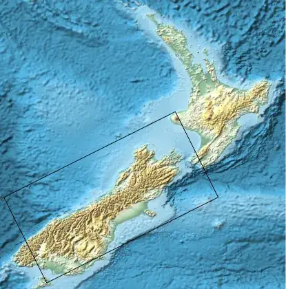 New Zealand southern main island enrectangulated