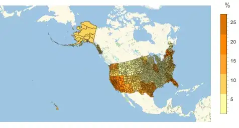 US county region value plot