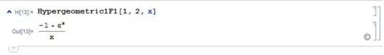 Hypergeometric1F1[1,2,x] -> (-1 + E^x)/x 