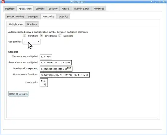 preferences for multiplication symbol