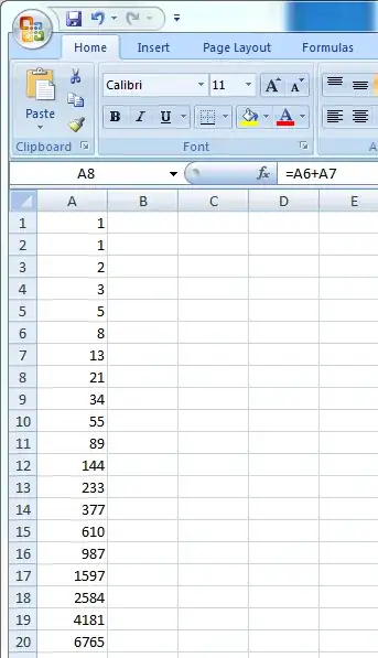 screenshot showing Excel formulas