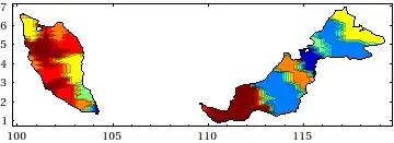 Malaysian temperature map, jet color scheme