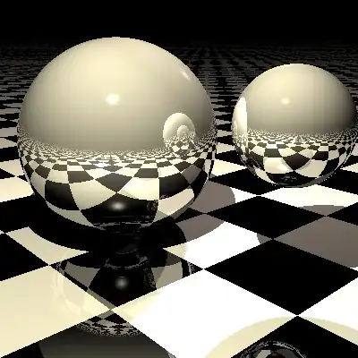 Here is what you get after 110s from <code>raytrace[400, 400, basescene, 6]</code>