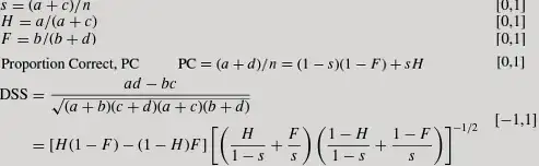 s, H, F, Proportion Correct, DSS