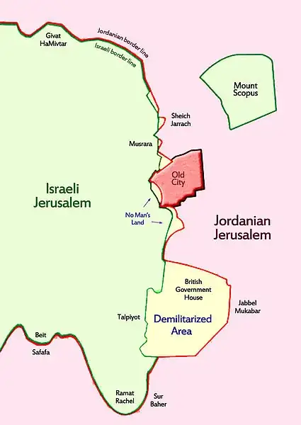 Credit: Tamar Hayardeni, https://en.wikipedia.org/wiki/File:Split_Jerusalem_map_English.jpg