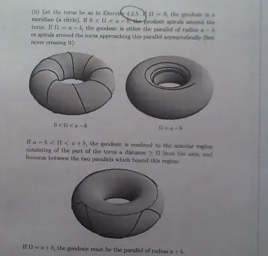 Textbook math problem asking about the geodesics on a torus
