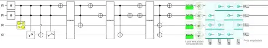 the density matrix at the end nicely represents the 12 states. Notice the missing diagonal! enter image description here