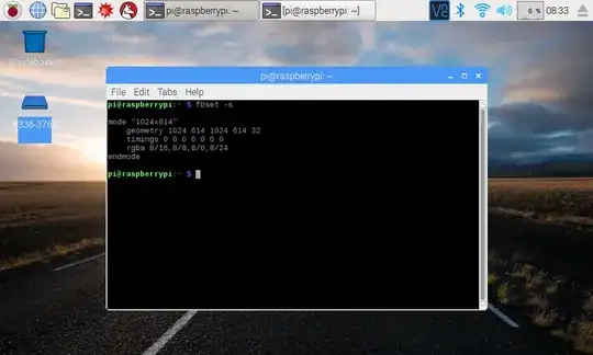 Pi showing it is in 1024x614 resolution