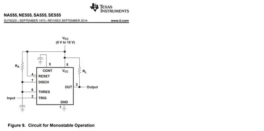 NE 555 timer in monostable mode