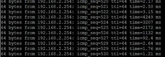 Ping results, this happens every minute, (almost) to the second exact
