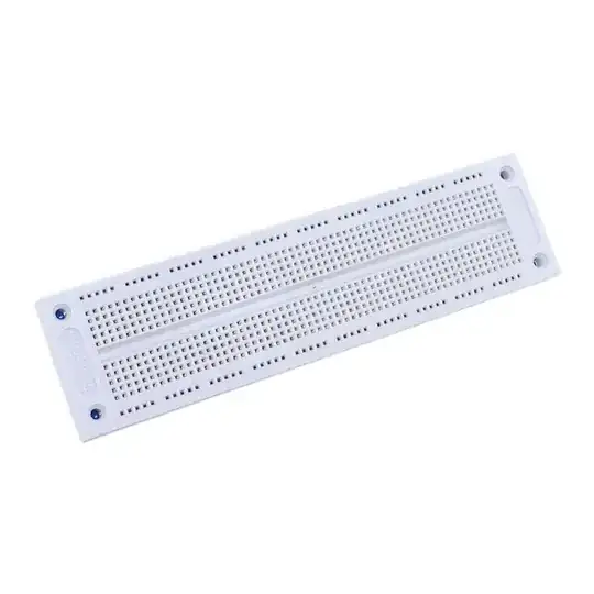 breadboard with single power rail per side