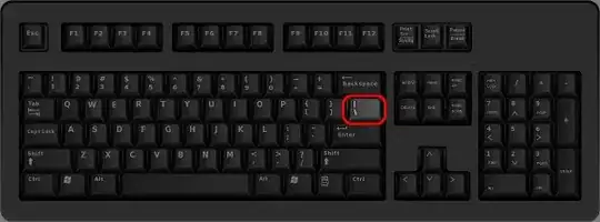 keyboard with backslash between Enter and Backspace
