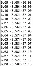 serial monitor showing drift