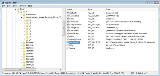 Screenshot regedit hardware