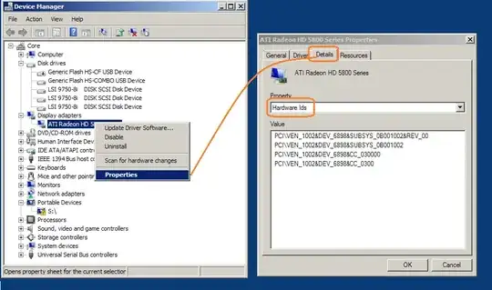 Image of the harware IDs in the device management screen