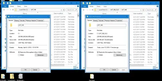 Screenshot of the properties of the two folders.