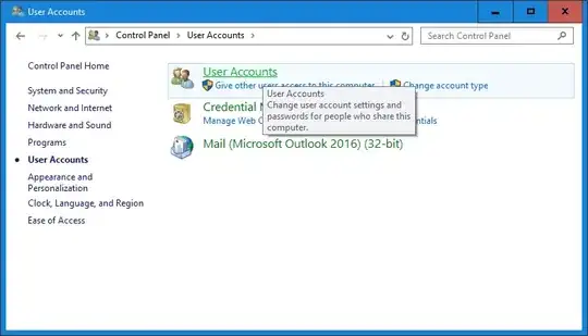 Note again you have to click on the header "User Accounts"