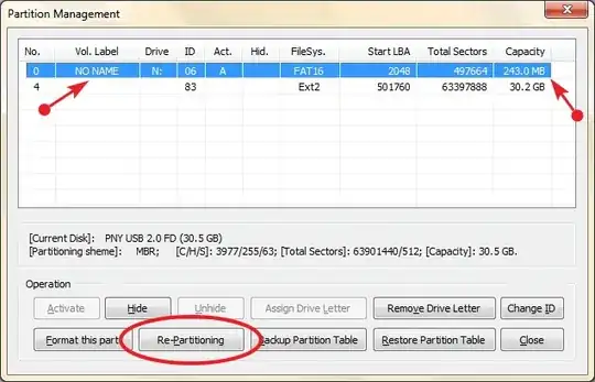 BootIce partition management window