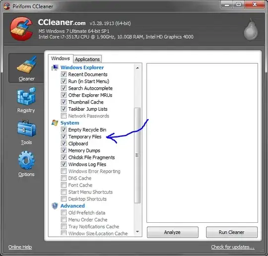 CCleaner selection