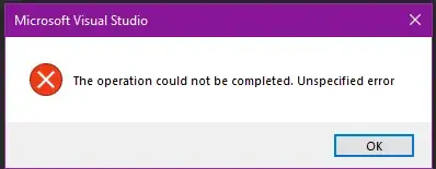 Error message from Visual Studio