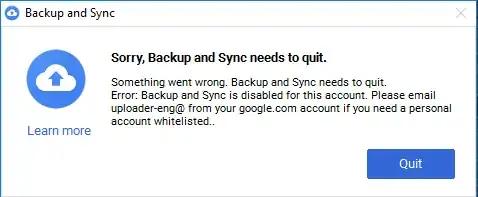 Google Backup and Sync Error