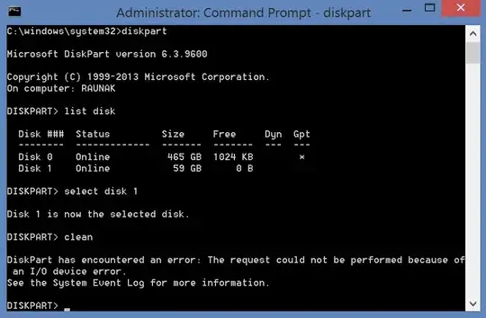 Using Diskpart, I/O device error